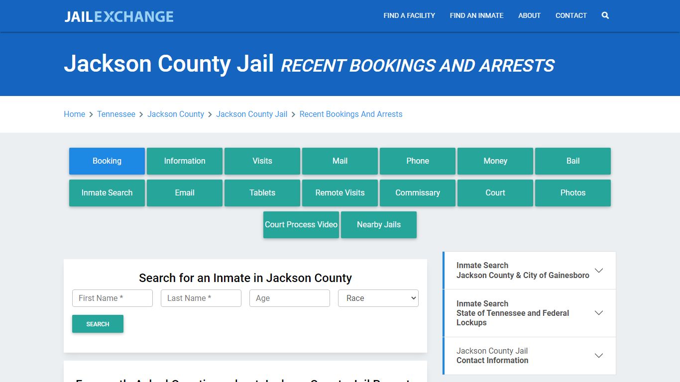 Jackson County Jail TN Recent Arrests and Bookings - Jail Exchange