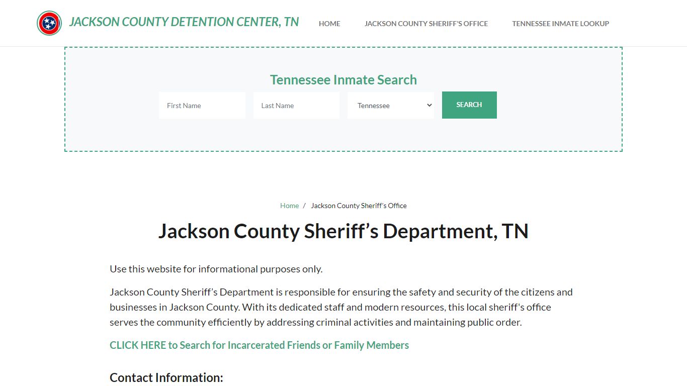 Jackson County Sheriff Department, TN Arrests, Warrant Lookup