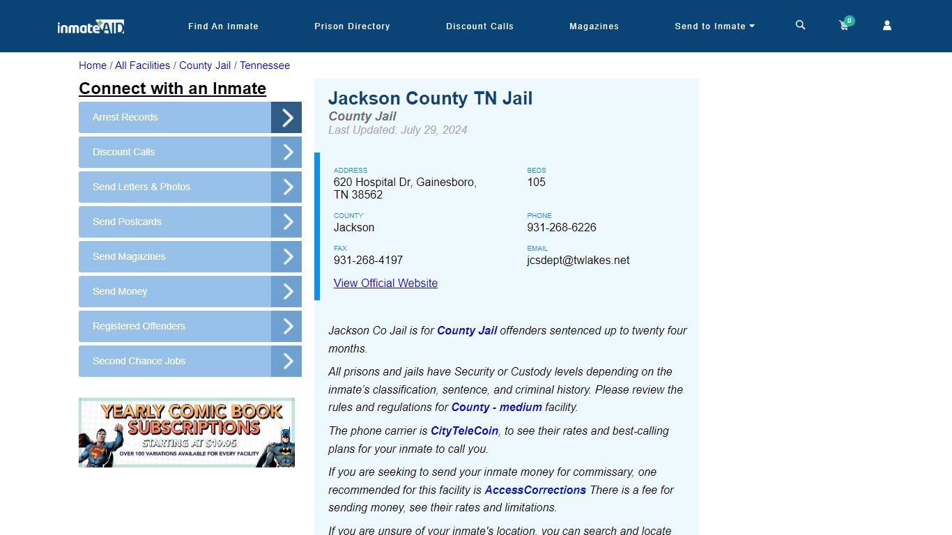 Jackson County TN Jail - Inmate Locator